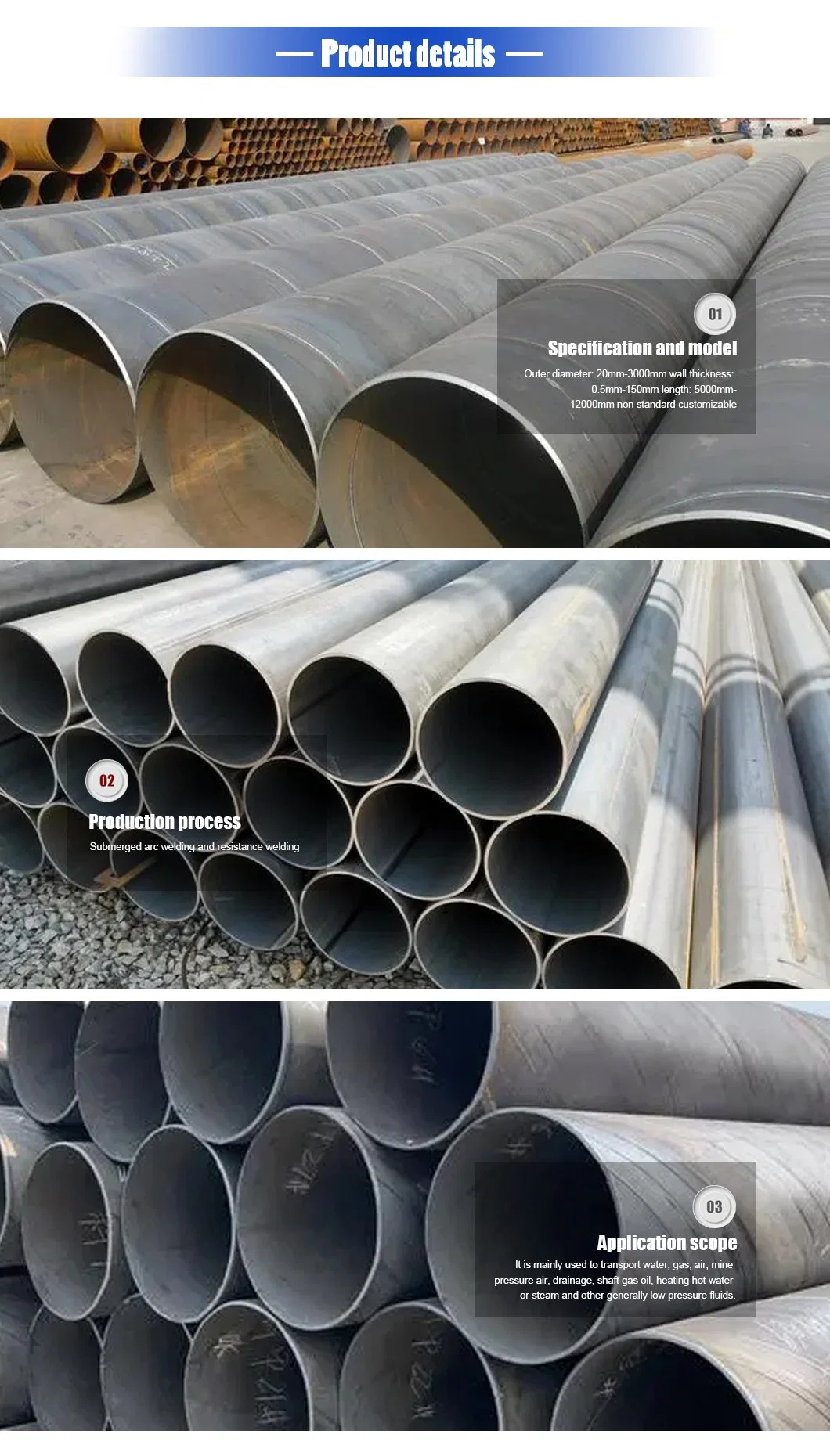 ASTM 210c A53 A106 A333 A335 St52 DN15 Sch40 Q235B Q355b LSAW Hfw ERW SSAW Carbon Black Alloy Hot Rolled/Cold Rolled Welded Steel Pipe /Tube Price